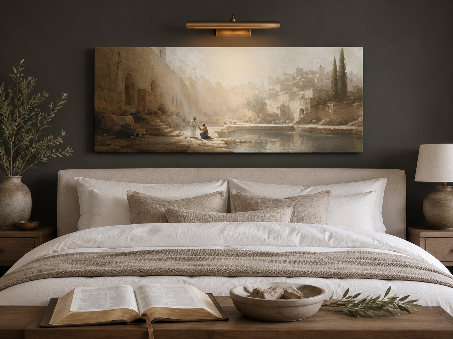 Healing the Blind Man John 9 Modern Neutral Fine Art Canvas