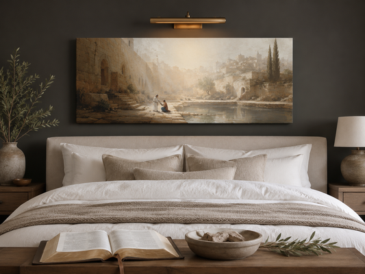 Healing the Blind Man John 9 Modern Neutral Fine Art Canvas