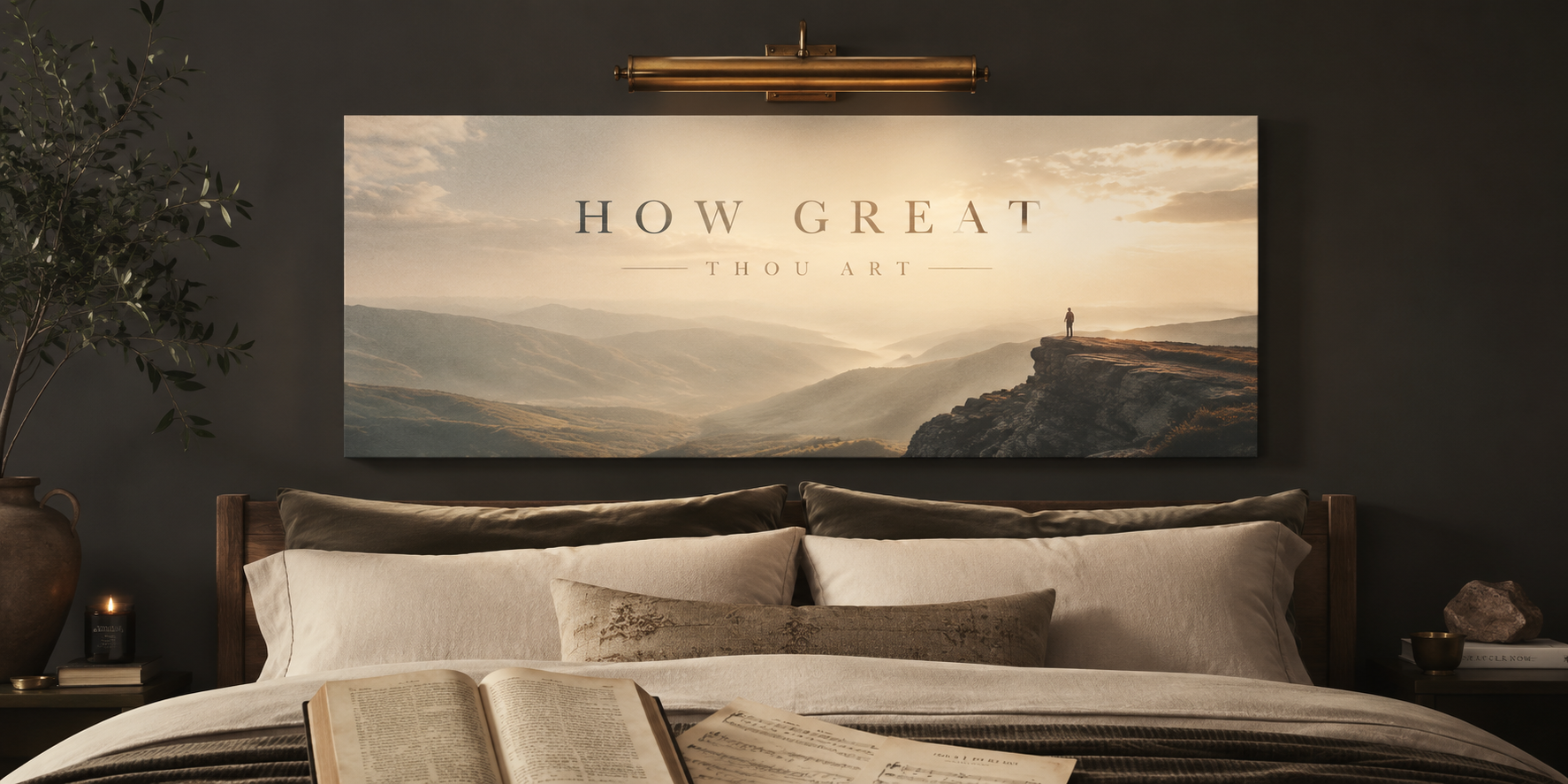How Great Thou Art Hymn Modern Neutral Fine Art Canvas