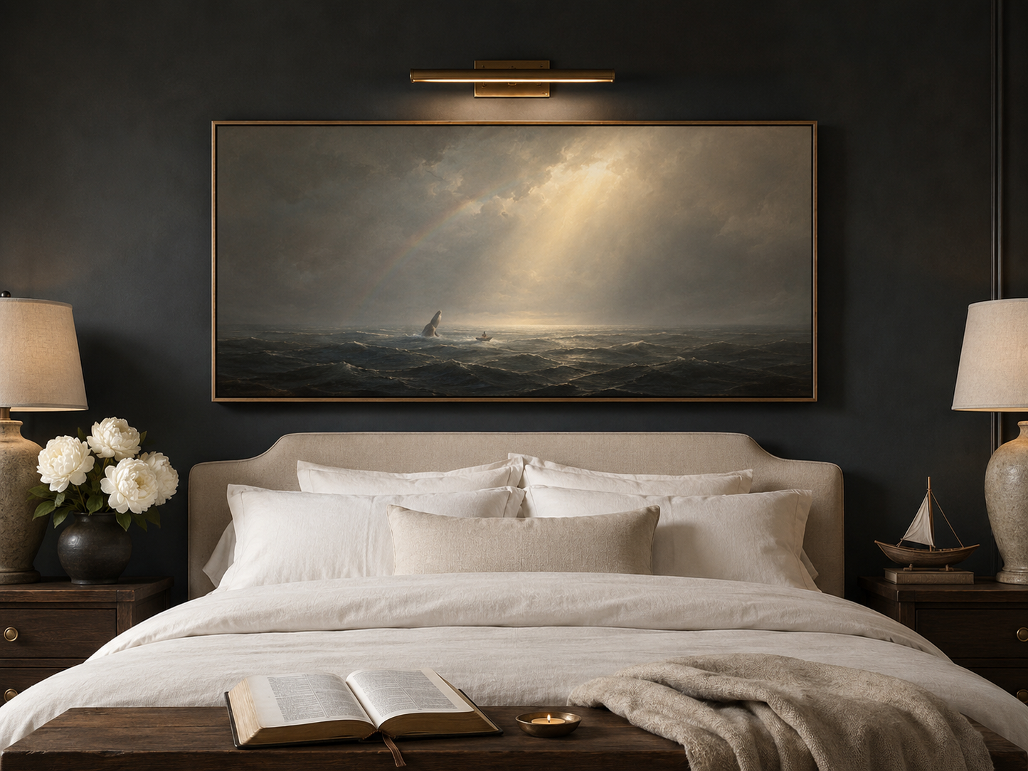 Jonah and the Whale Deliverance Modern Neutral Fine Art Canvas