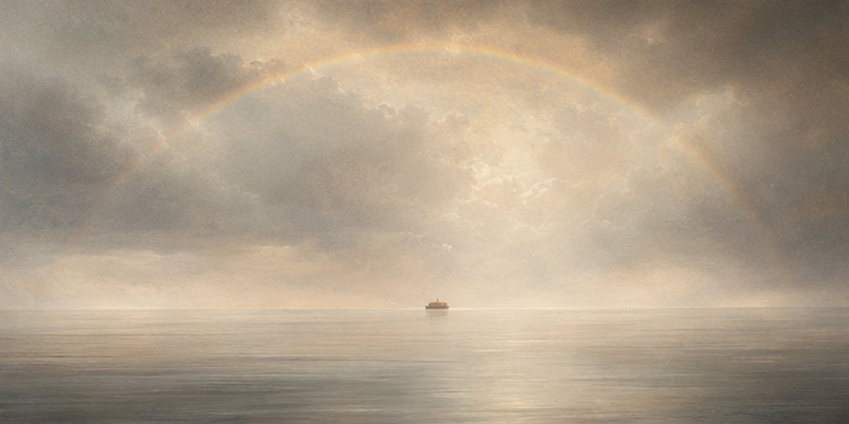 Noah's Ark Rainbow Promise - flat artwork, 2:1 panoramic