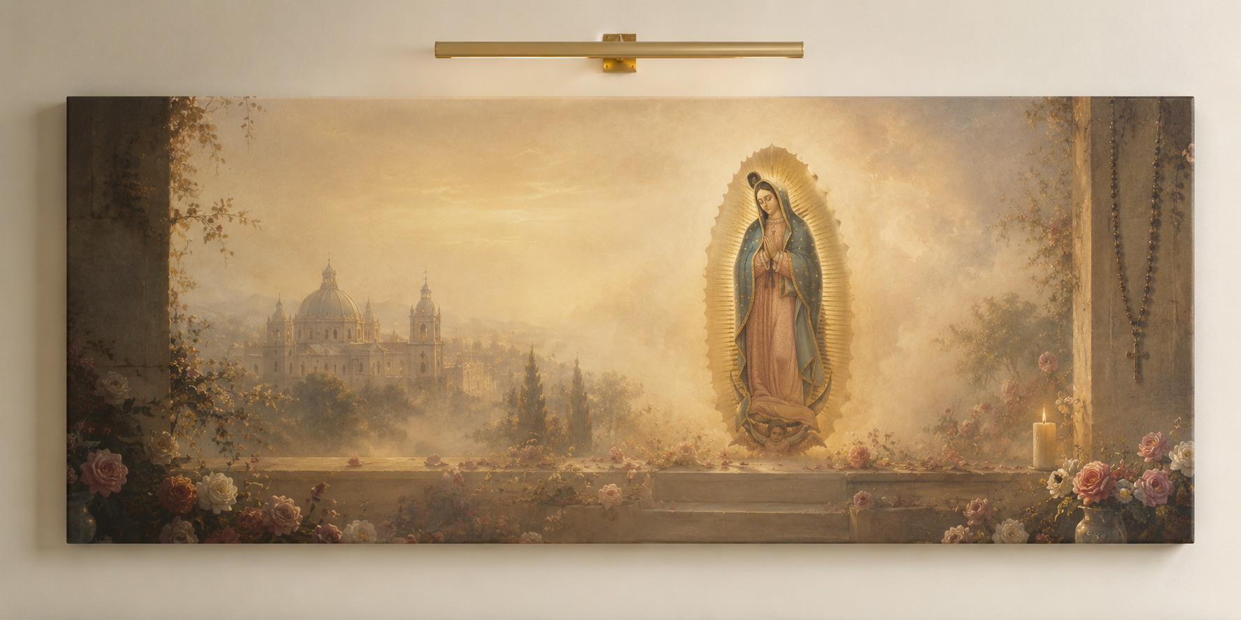 Our Lady of Guadalupe Modern Neutral Fine Art Catholic Canvas