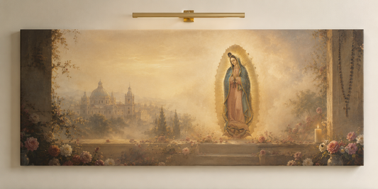 Our Lady of Guadalupe Modern Neutral Fine Art Catholic Canvas