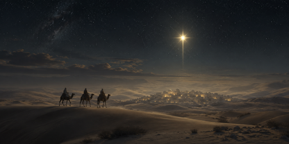 Star of Bethlehem Christmas Modern Neutral Fine Art Canvas