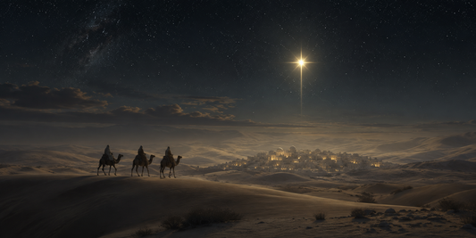 Star of Bethlehem Christmas Modern Neutral Fine Art Canvas