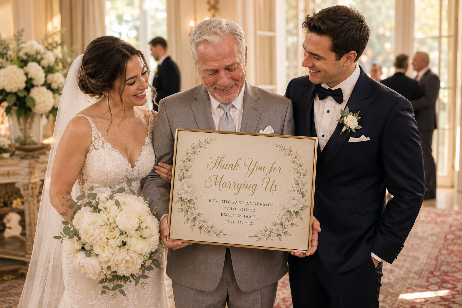 Thank You For Marrying Us — Personalized Wedding Officiant Pastor Thank You Canvas Wall Art by AmourPrint