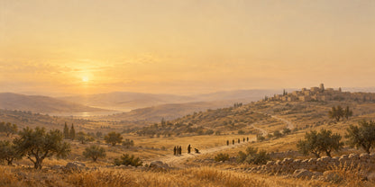 Healing of the Ten Lepers warm sepia panoramic Christian canvas, Luke 17