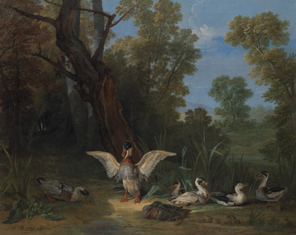 Jean-Baptiste Oudry, Ducks Resting in Sunshine, 1753 - the full antique oil painting