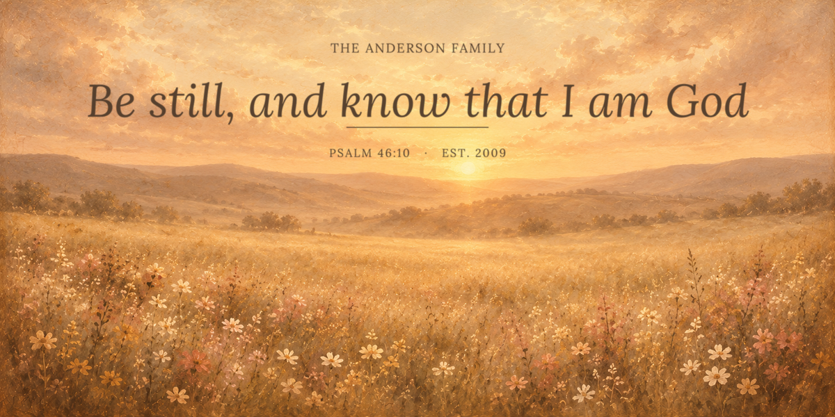 Personalized scripture canvas artwork, choose any Bible verse and family name on a wildflower meadow
