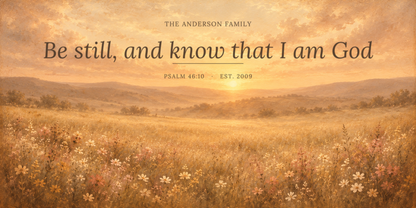 Personalized scripture canvas artwork, choose any Bible verse and family name on a wildflower meadow