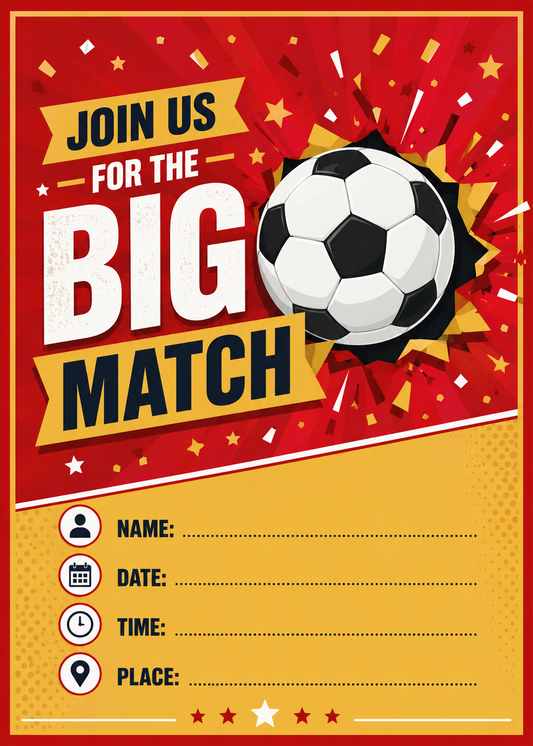 Soccer Party Invitation Editable Template — Futbol Birthday Watch Party Invite