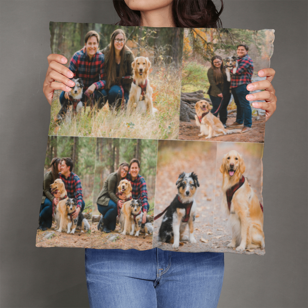 Personalized Photo Collage Pillow | Custom Picture Cushion with Pets, Family, or Couple Photos | Perfect Gift for Home & Loved Ones