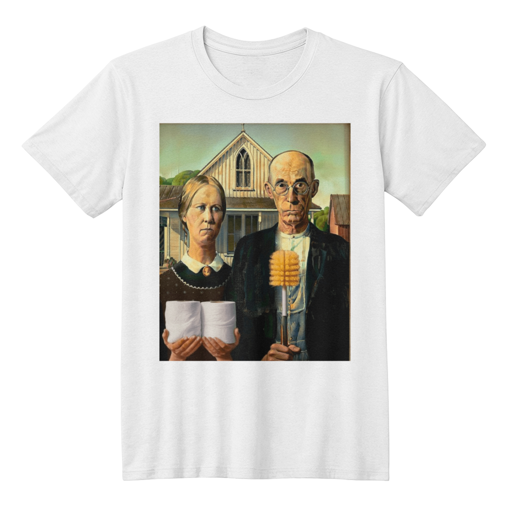 American Gothic Toilet Paper Funny Bathroom Print on T-shirt Funny Bathroom T-shirt Design  Funny T-shirt Design Humor T-shirt Design