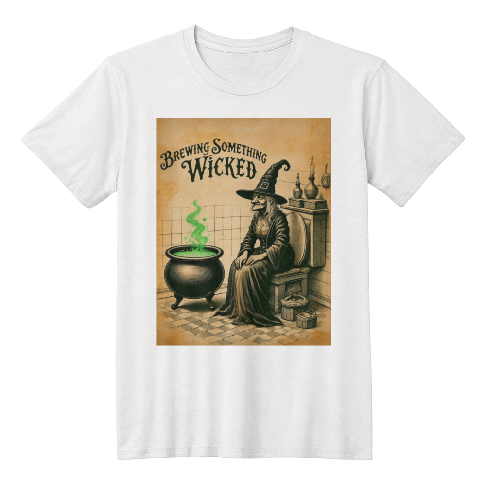 Witch on the Toilet T-shirt Print, Halloween Witch Bathroom T-shirt, Funny Bathroom T-shirt Print, Halloween Themed Bathroom T-shirt Print