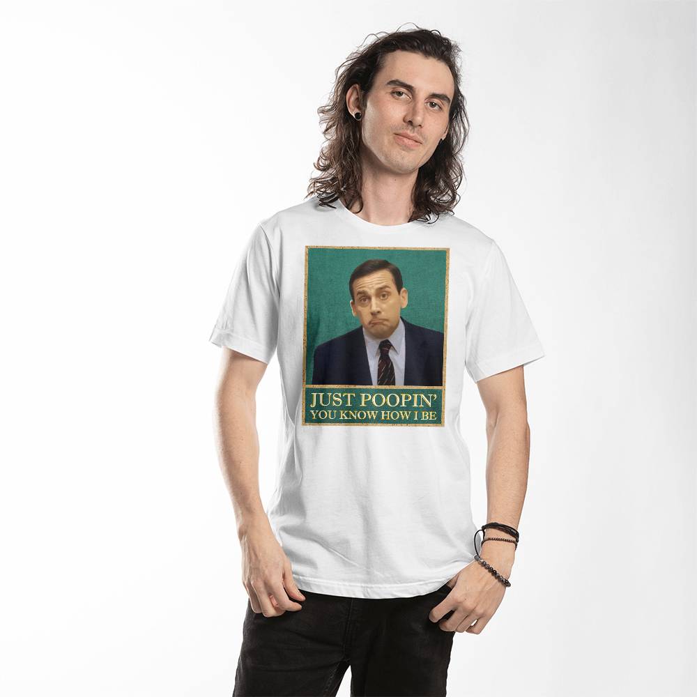 The Office Michael Scott Just Poopin' You Know How I Be T-shirt Print, Funny Bathroom T-shirt, The Office Bathroom T-shirt Print