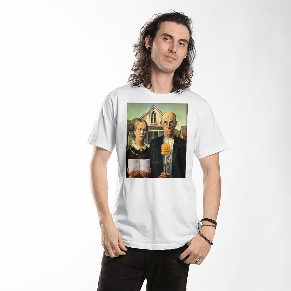 American Gothic Toilet Paper Funny Bathroom Print on T-shirt Funny Bathroom T-shirt Design  Funny T-shirt Design Humor T-shirt Design