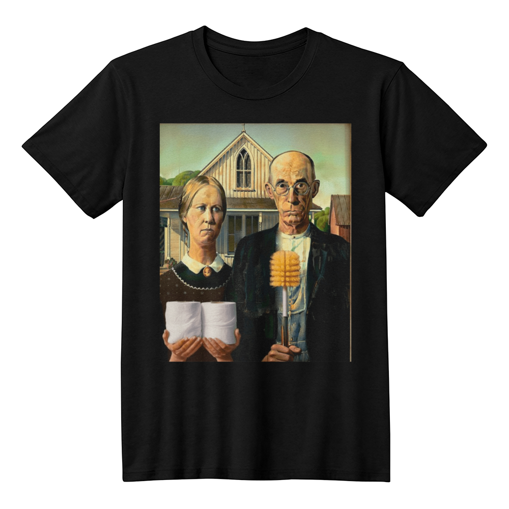 American Gothic Toilet Paper Funny Bathroom Print on T-shirt Funny Bathroom T-shirt Design  Funny T-shirt Design Humor T-shirt Design