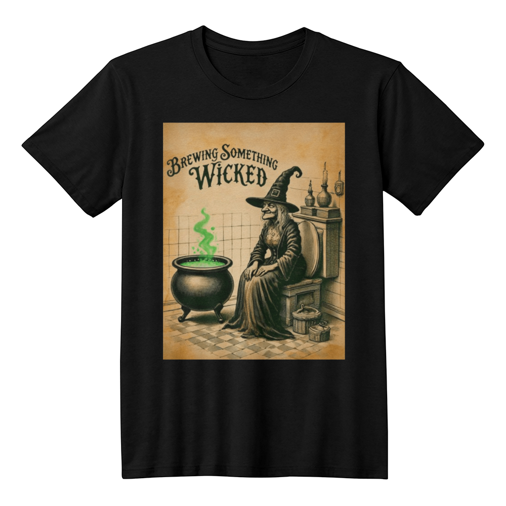 Witch on the Toilet T-shirt Print, Halloween Witch Bathroom T-shirt, Funny Bathroom T-shirt Print, Halloween Themed Bathroom T-shirt Print