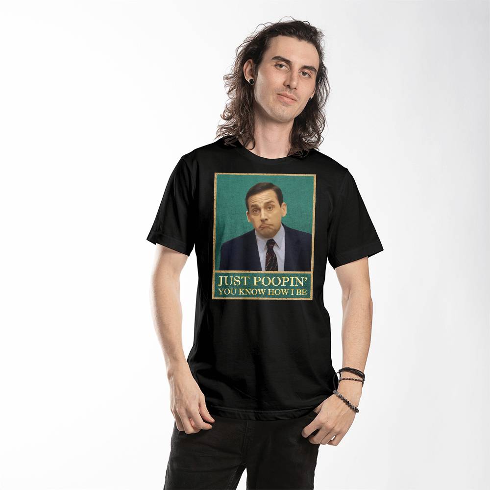 The Office Michael Scott Just Poopin' You Know How I Be T-shirt Print, Funny Bathroom T-shirt, The Office Bathroom T-shirt Print