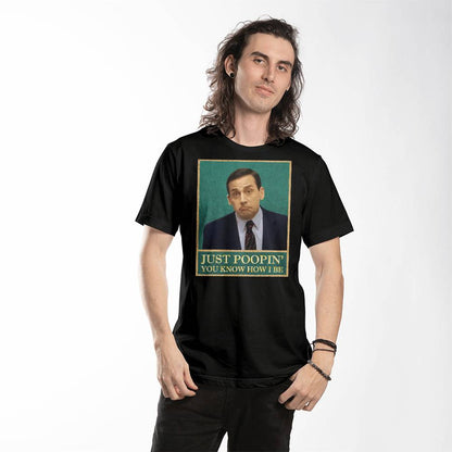 The Office Michael Scott Just Poopin' You Know How I Be T-shirt Print, Funny Bathroom T-shirt, The Office Bathroom T-shirt Print
