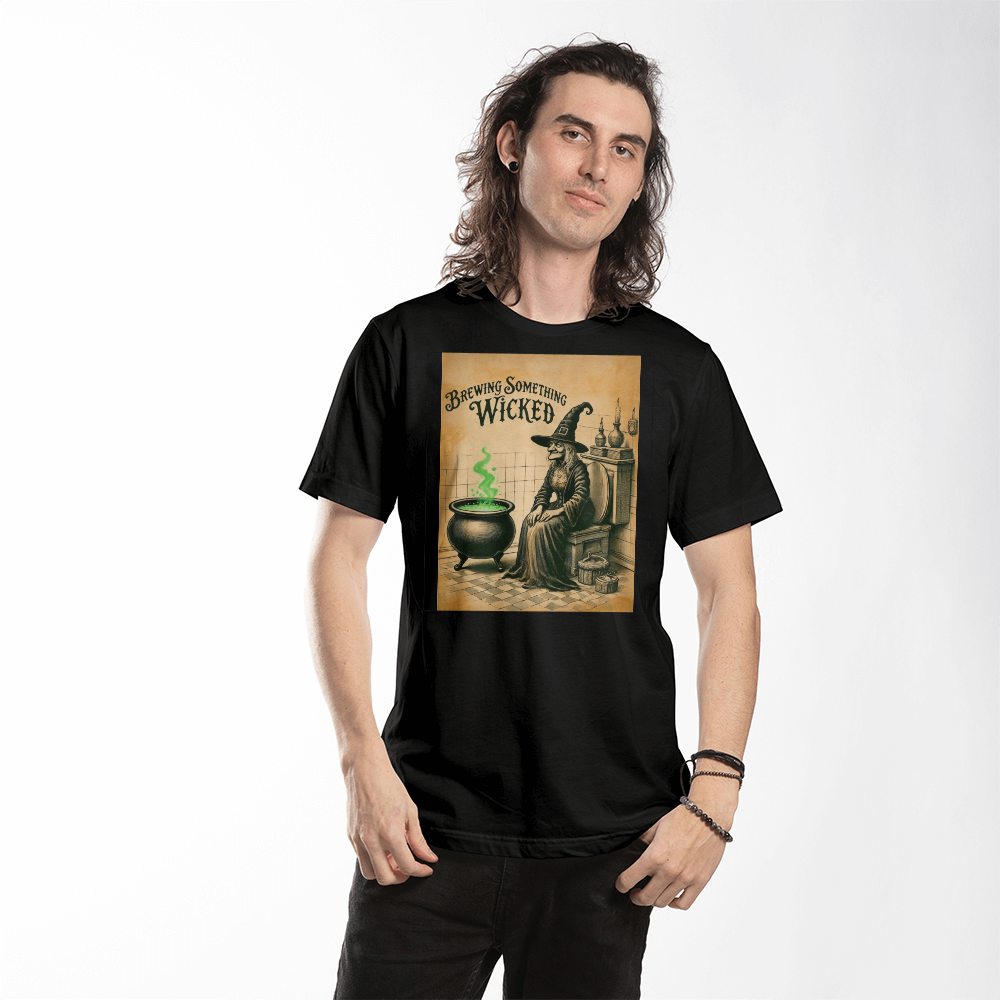 Witch on the Toilet T-shirt Print, Halloween Witch Bathroom T-shirt, Funny Bathroom T-shirt Print, Halloween Themed Bathroom T-shirt Print