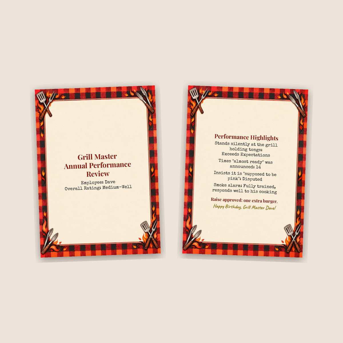 BBQ birthday card front and inside spread