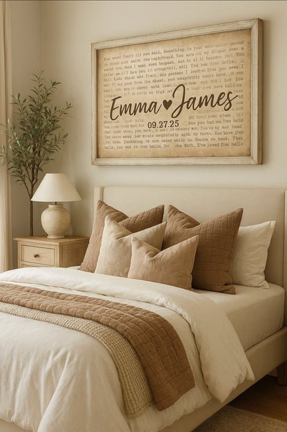 Canvas Custom Wall Art for Couples - Ready to Hang , ersonalized Gifts, Lyric Canvas, Valentine’s Day Gift