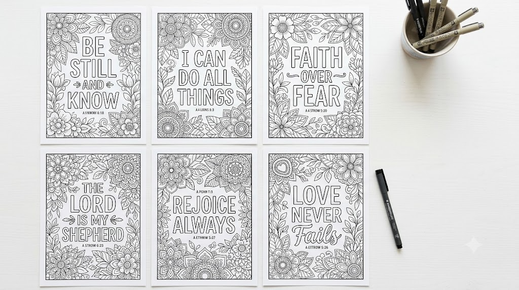 Adult Bible verse scripture coloring pages preview