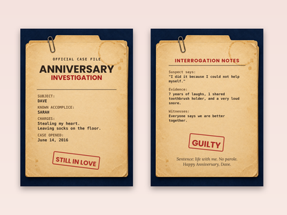 Case file cover and interrogation notes inside