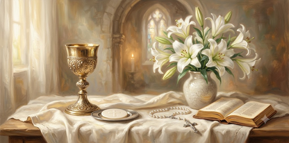 First Holy Communion Catholic sacrament still life