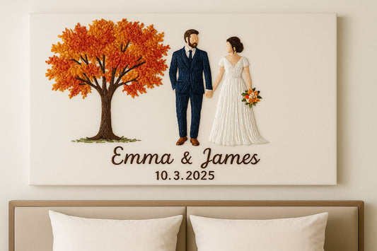 Custom Couple Portrait on Canvas Personalized Newlywed Gift Handcrafted Wedding