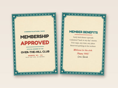 Membership card cover and inside side by side