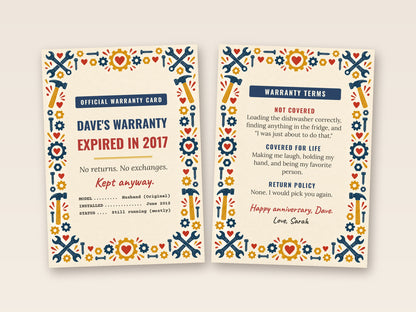 Warranty card cover and inside side by side