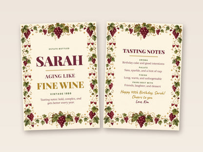 Wine card cover and inside side by side