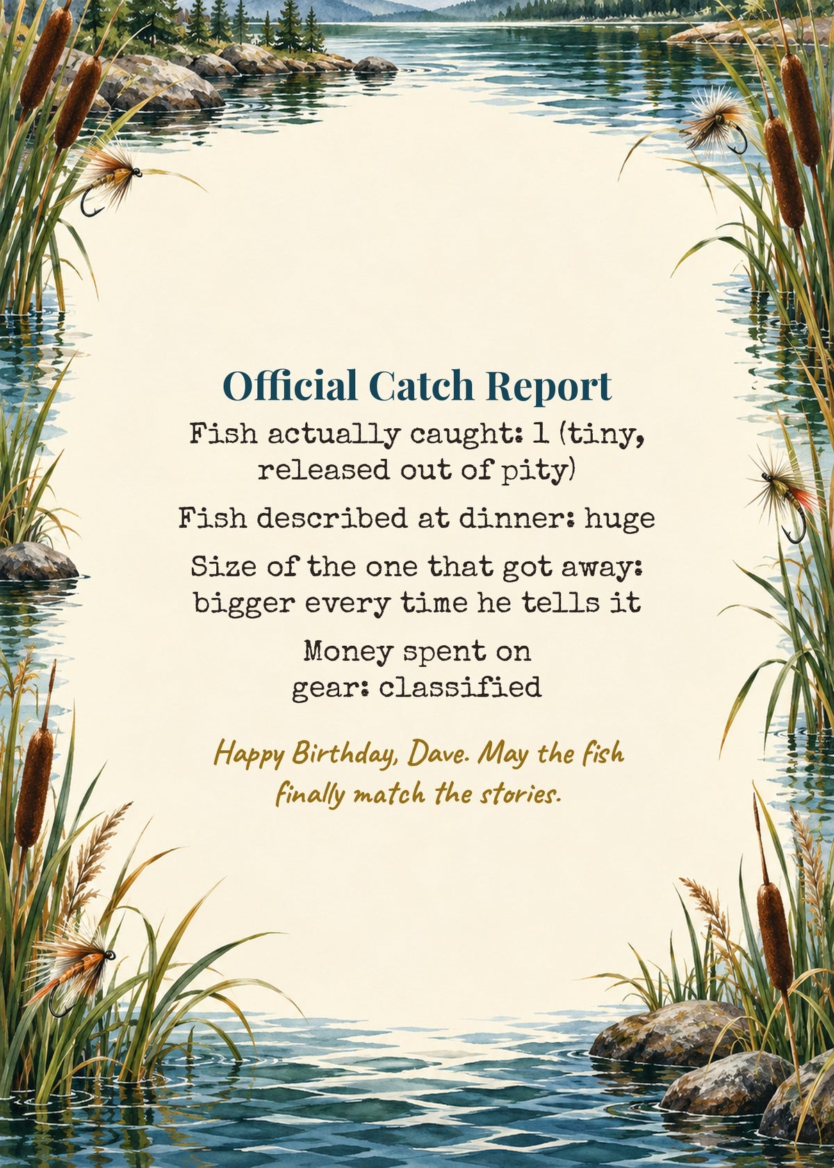 Fishing card inside: official catch report