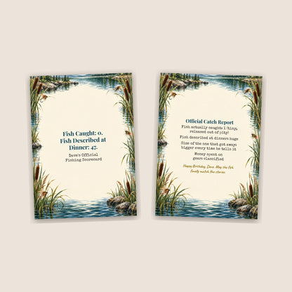 Fishing birthday card front and inside spread