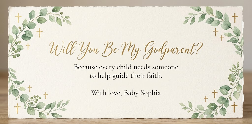 Will You Be My Godparent proposal keepsake typography art