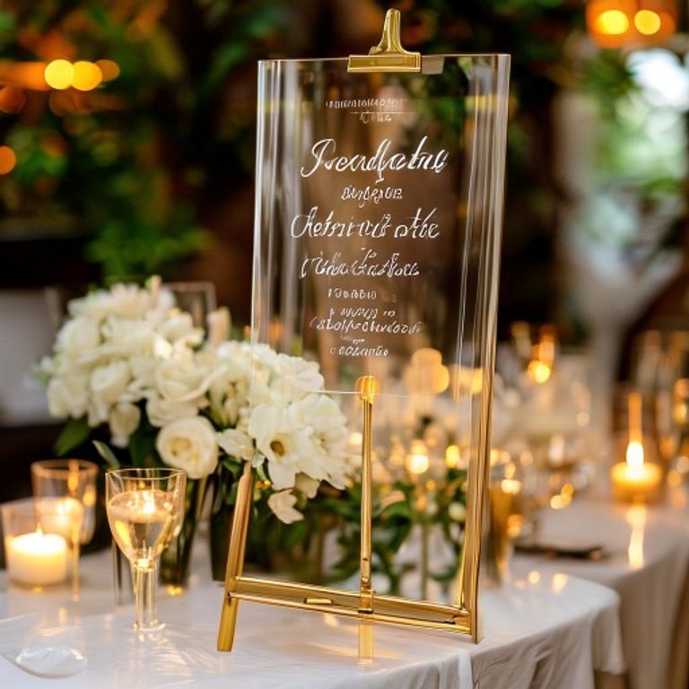 Acrylic bar menu sign at wedding reception