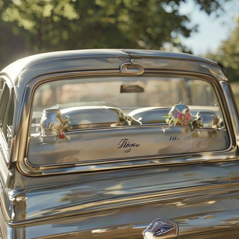 Just married decal on wedding getaway car