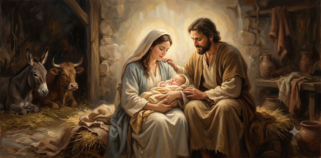 Holy Family Mary Joseph baby Jesus painting