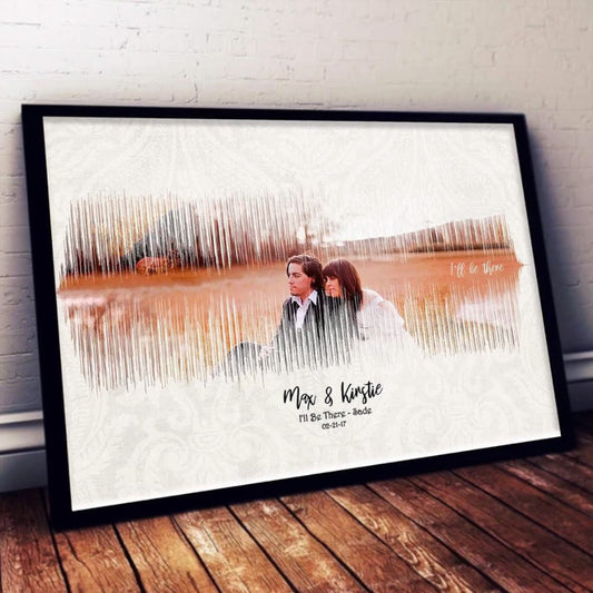 Custom Anniversary Wedding Sound Wave Song Print Canvas - Music Gift - Any sound or song