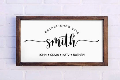 Family Custom Names Canvas Wall Art Print
