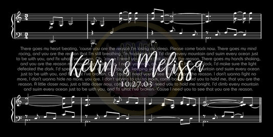 Custom Wedding Names and Date Lyrics Sheet Music Black Luxe, Valentine’s Day Gift, Canvas Art Print