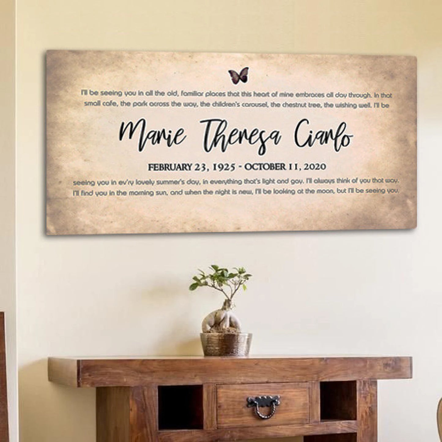 Memorial Sign, Song Canvas, Sympathy Gift, Loss of Mother, Loss of Father, Art Print ANY SONG