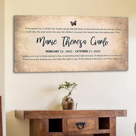 Memorial Sign, Song Canvas, Sympathy Gift, Loss of Mother, Loss of Father, Art Print ANY SONG