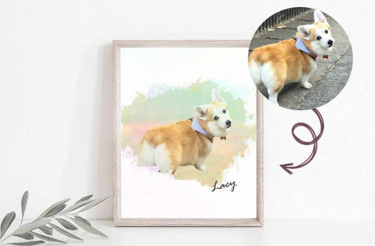Pet Portrait Illustration Canvas Art Print