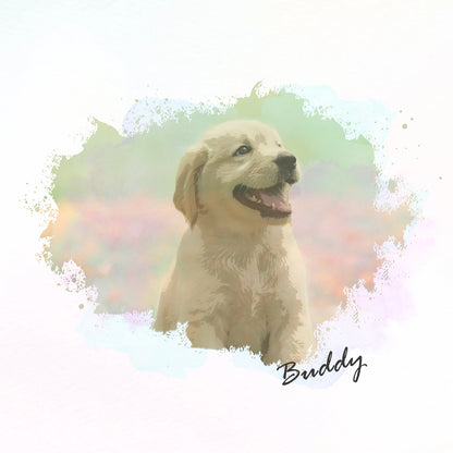 Pet Portrait Illustration Canvas Art Print