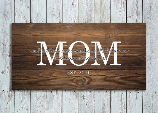 Custom Mom Children Wood Canvas
