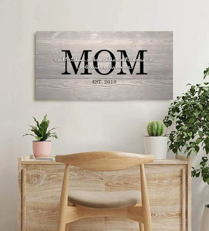 Custom Mom Children Wood Canvas