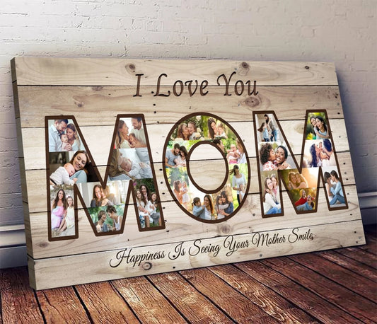 Custom Mother’s Day Art, Mom gift, Photo Mom Art, Collage Photo Wood Canvas